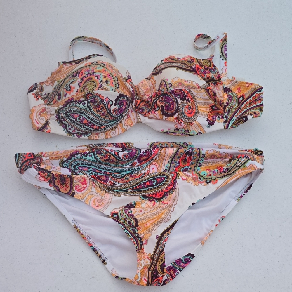 Victoria's Secret Orange and Pink Paisley Bikini